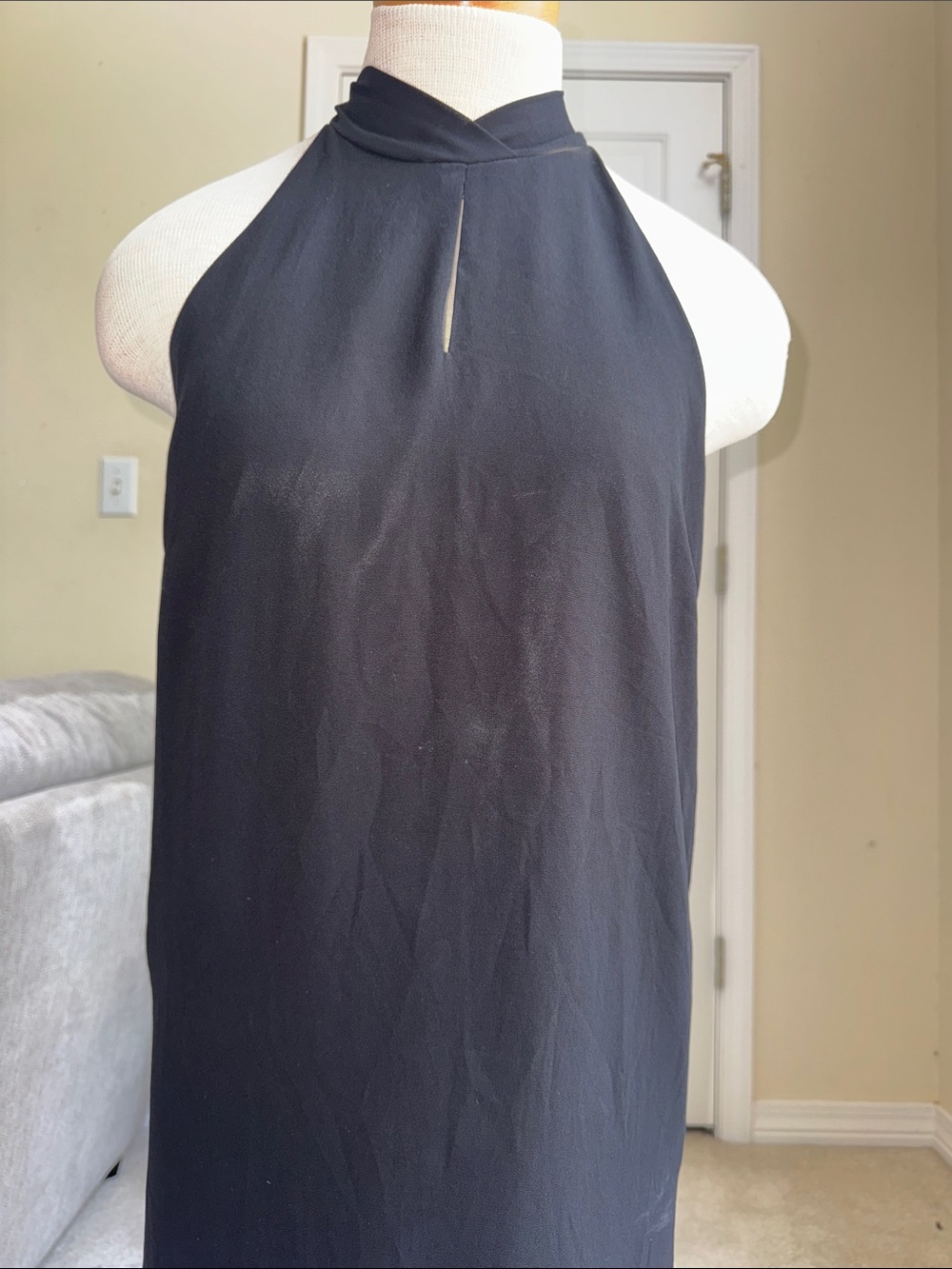 Naked Zebra Black Tie-Halter A-Line Dress